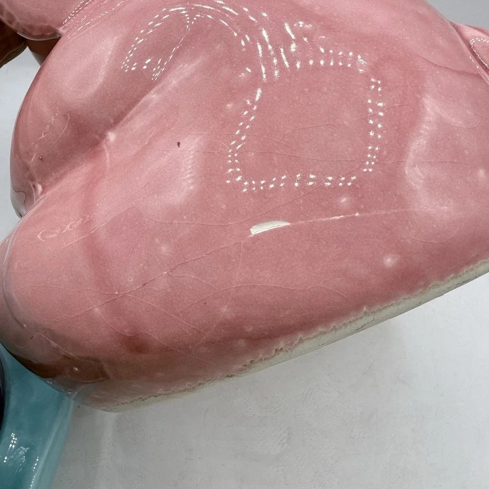 Vintage Pink Elephant Cookie‎ Jar Top Hat Ceramic Kitsch MCM 1950s Rare 12